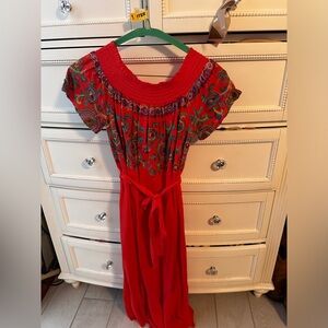 Gianni Bini Mexican Embroidered Dress Size Small